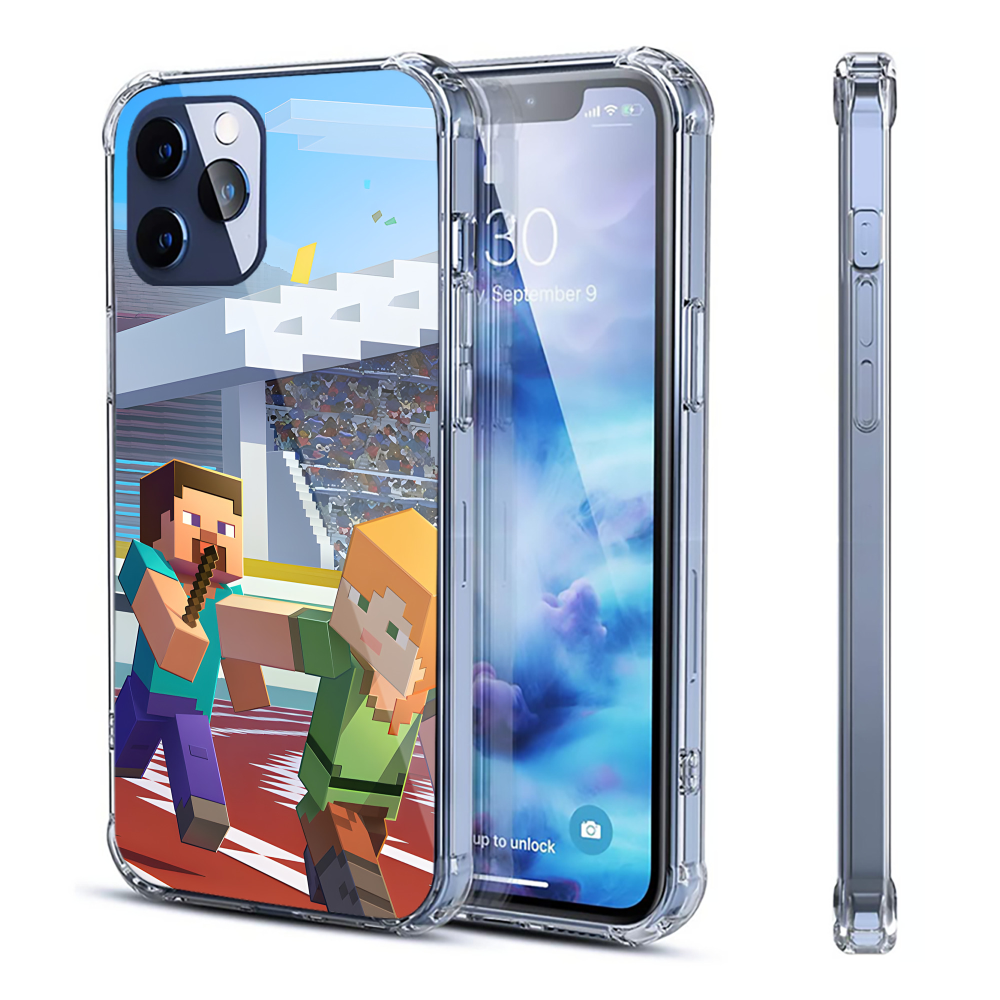 （画像用） マインクラフト ブロックの世界 Minecraft MC Block world 【iPhone 12シリーズ対応】透明スマホケース（クリアソフトケース）